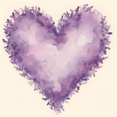 Watercolor heart made of lavender